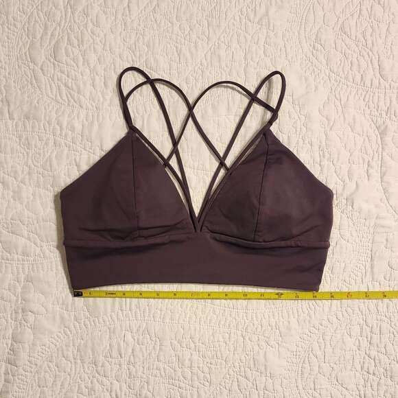 Lululemon Pushing Limits Strappy Sports Bra Size 12 Black Currant Purple EUC - Picture 7 of 8